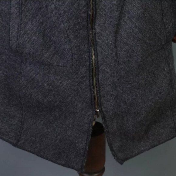 TRANSIT PAR SUCH Gray Wool Alpaca Hooded Full Zip Coat Size 2 #D5 - Picture 6 of 16